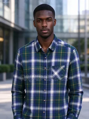 Navy Buffalo Plaid Funnel Shirt
