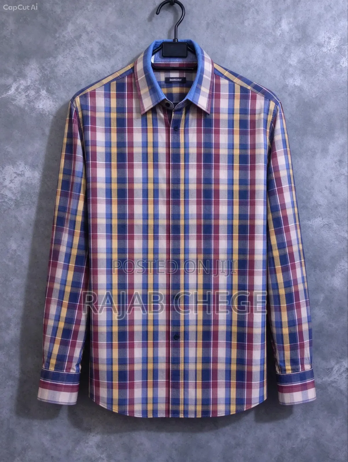 Burgundy and Blue Gingham Western Shirt