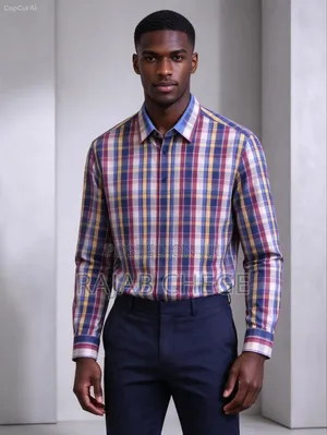 Burgundy and Blue Gingham Western Shirt