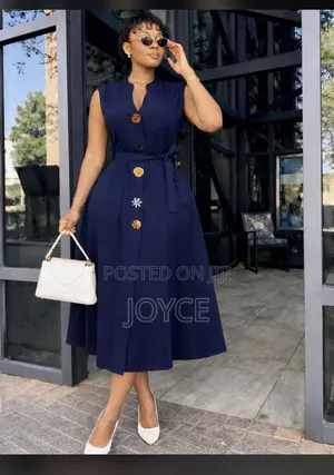 Plain Dress With Coloured Buttons
