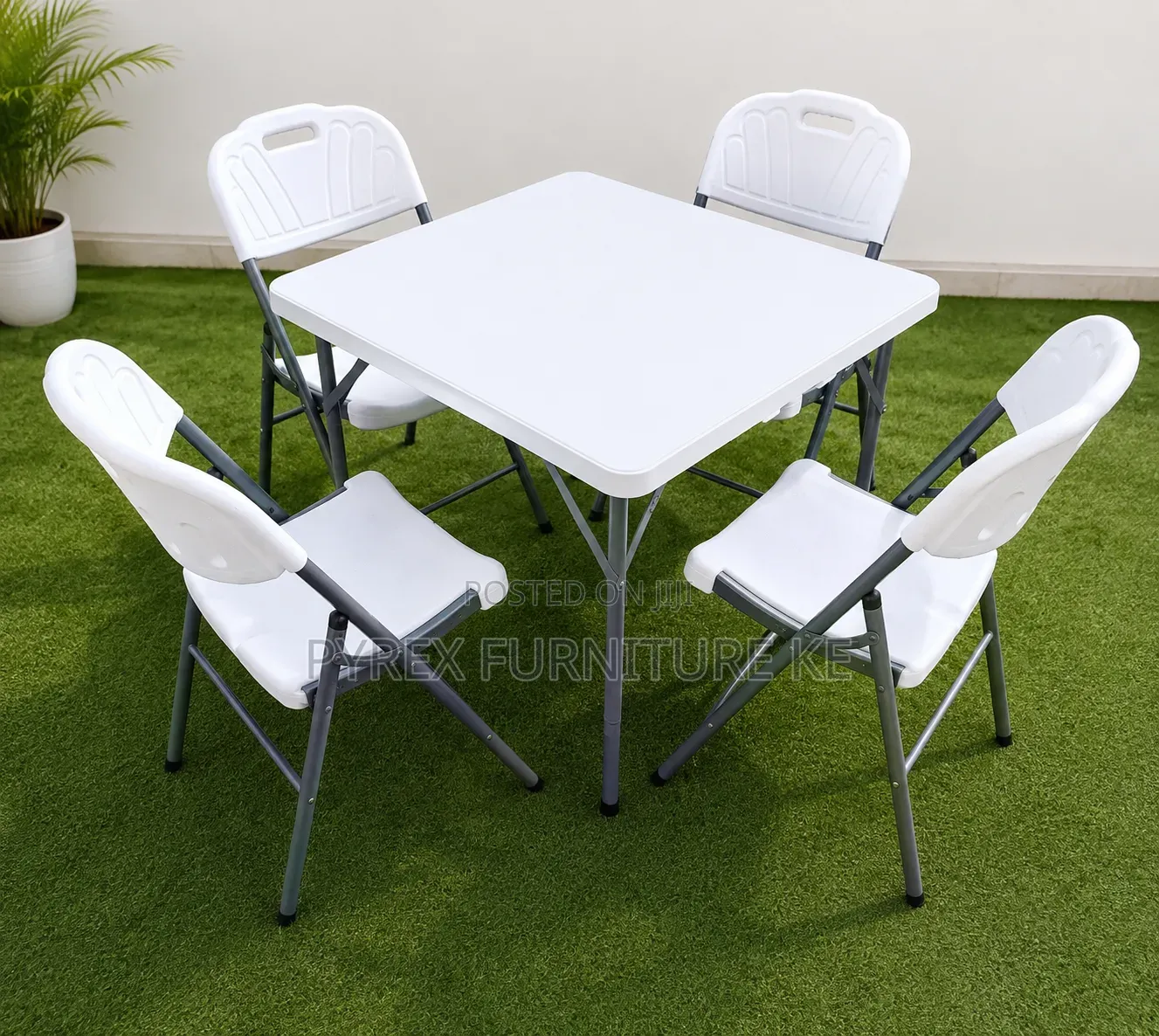 Square Portable Dining Table With 4 Folding Chairs