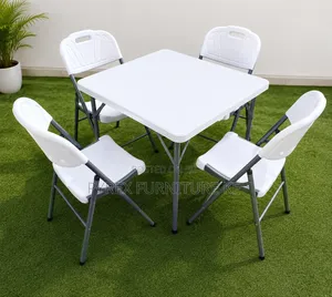 Square Portable Dining Table With 4 Folding Chairs