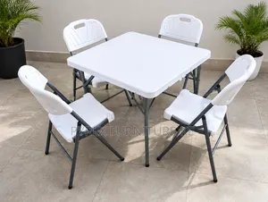Heavy Duty White Plastic Foldable Table and Chairs