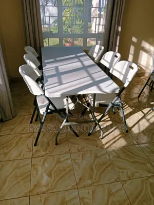 Heavy Duty White Portable Dining Set for 6