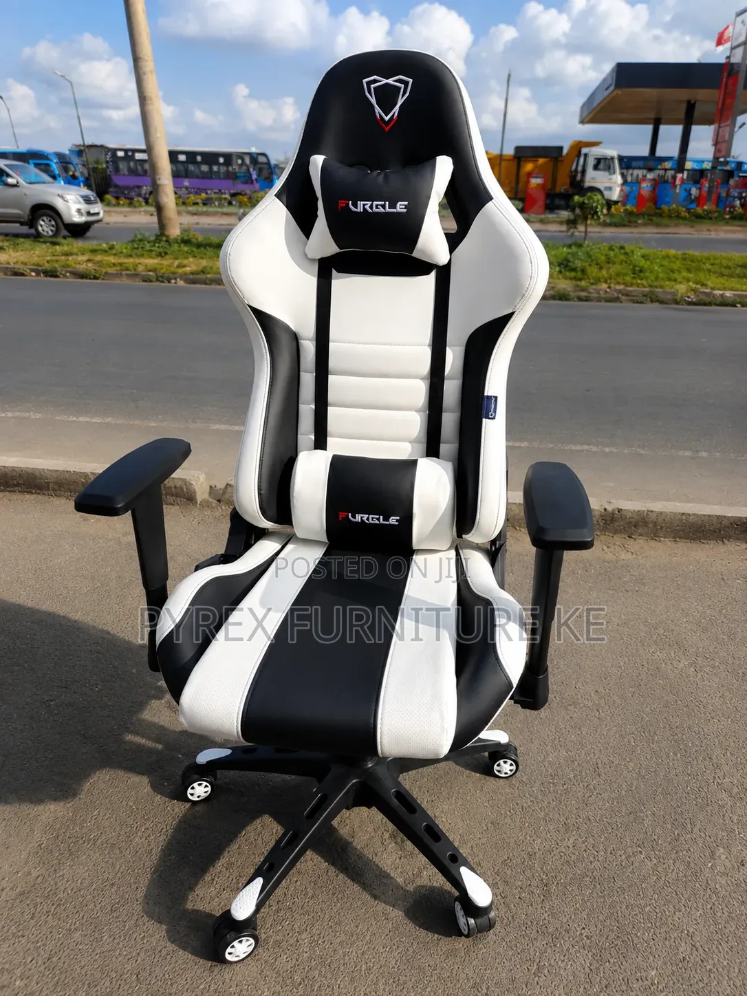 Black and White Leather Gaming Chair