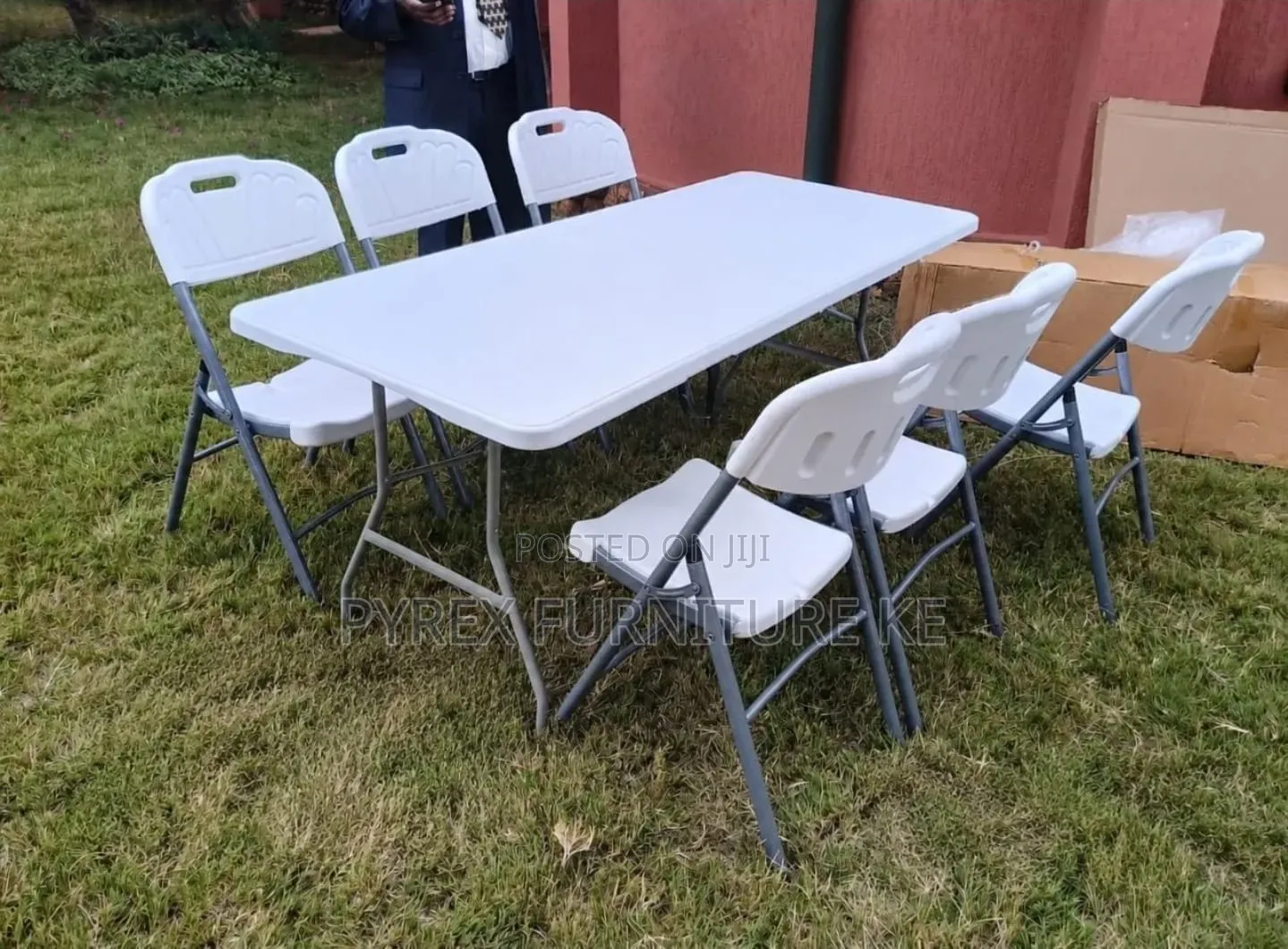 6-Seater White Folding Banquet Table Set