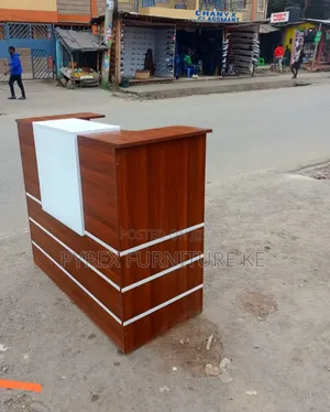Cherry Brown White Reception Desk