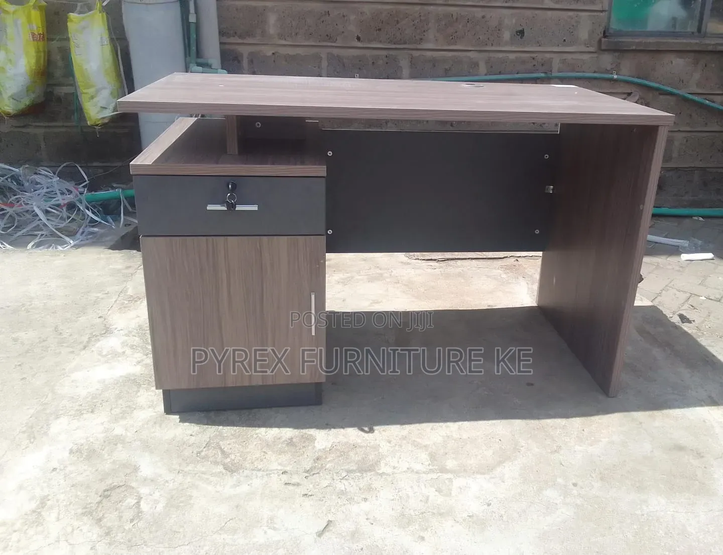 Executive Study Table With Storage - Walnut Finish