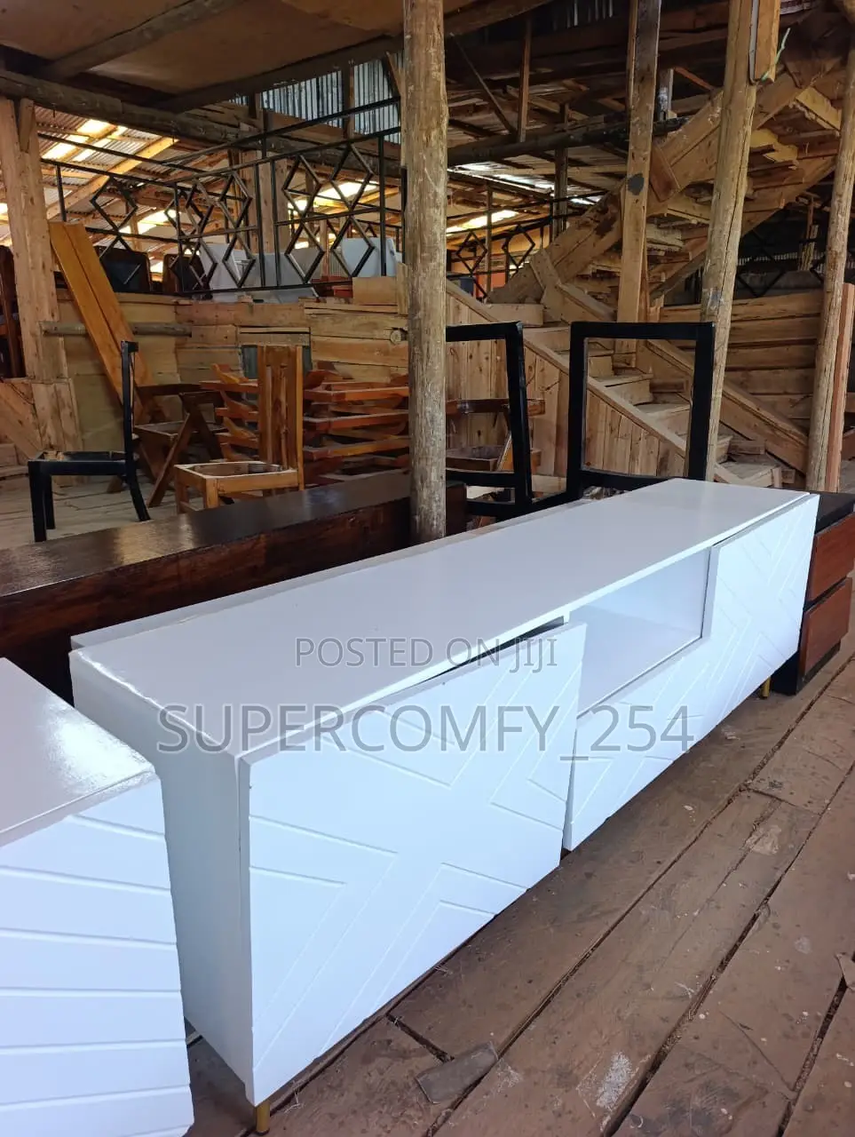 Uniquely Patterned White Television Stands