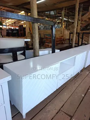 Uniquely Patterned White Television Stands