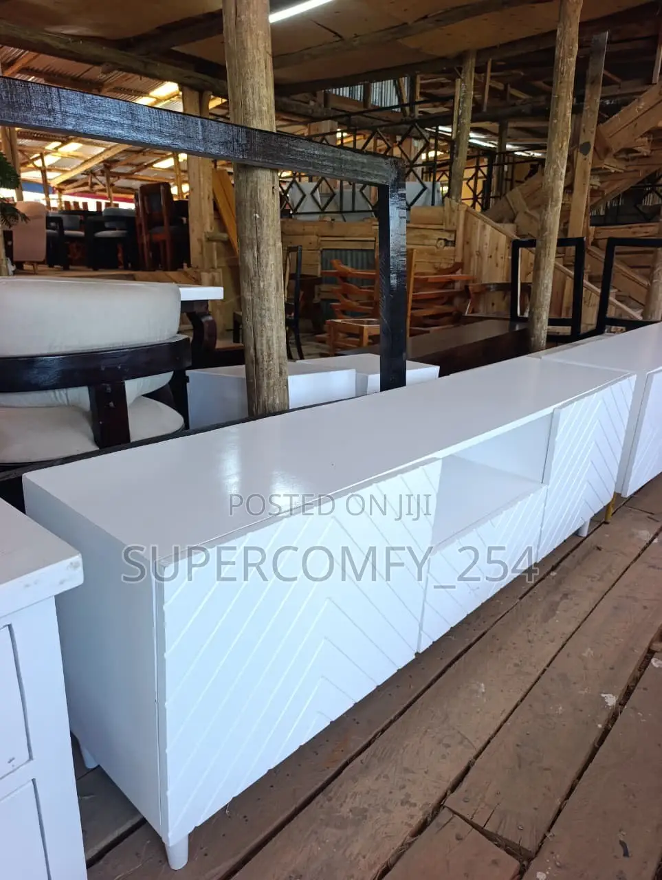 Uniquely Patterned White Television Stands