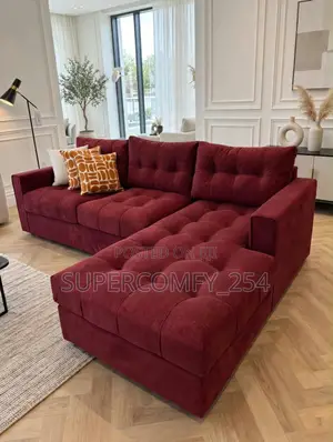 A Modern Burgundy Fabric L Seat