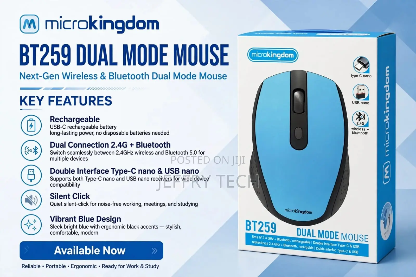 Microkingdom BT259 Dual Mode Mouse Features a Rechargeable USB-C Desig