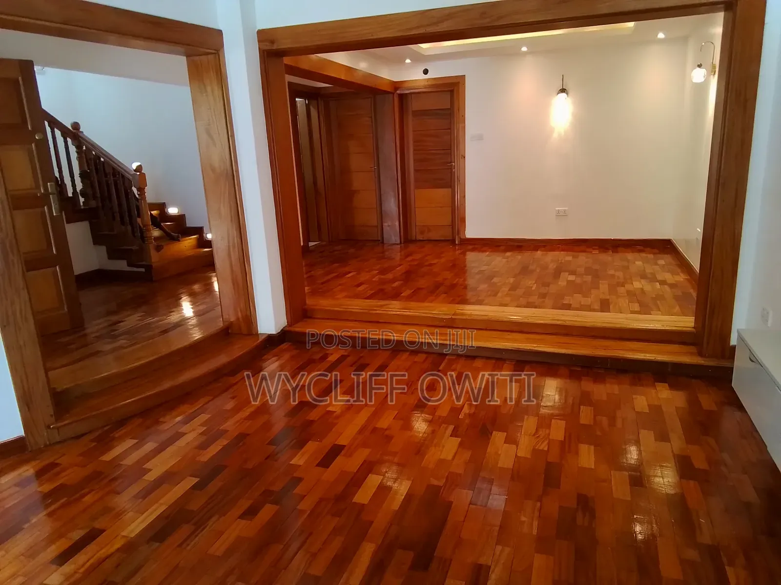 Kitchen Cabinets ,Stairs,wooden Floor and Waldrops