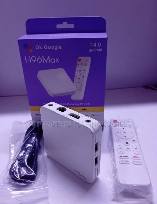 H96 Max Android 14 TV Box and Voice Remote