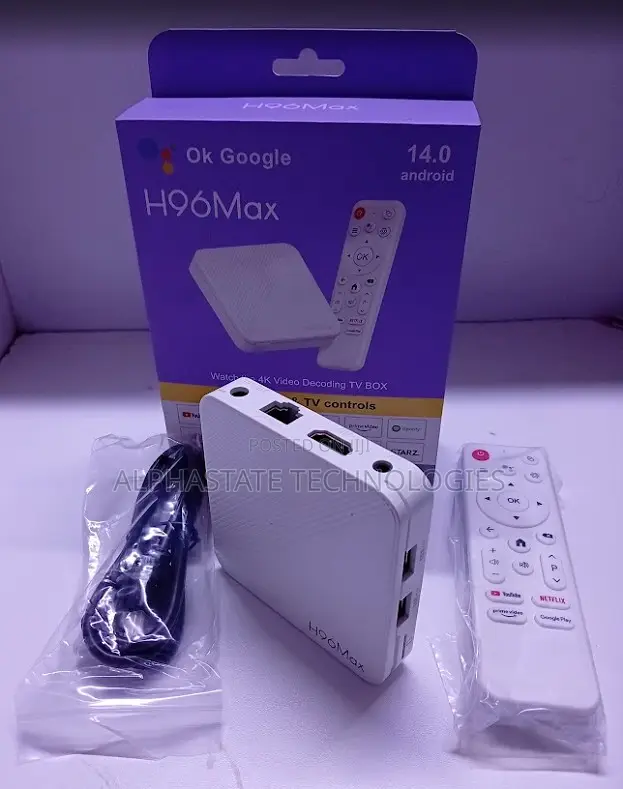 H96 Max Android 14 TV Box and Voice Remote