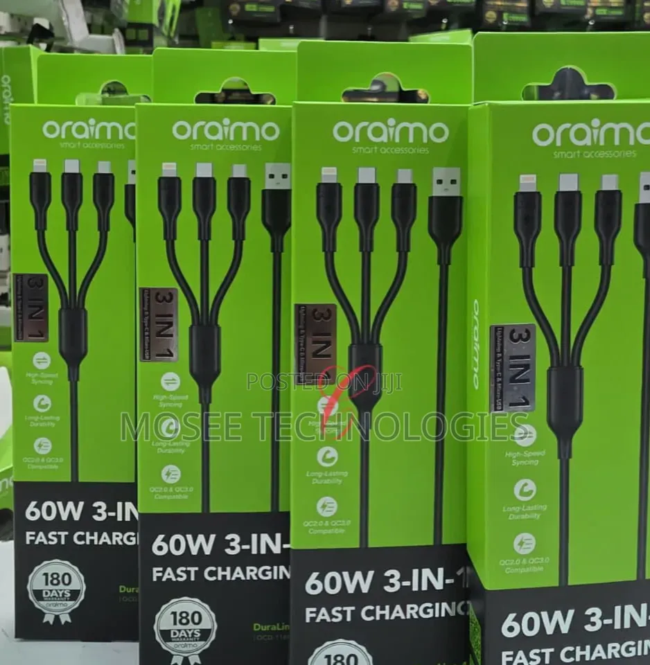 Oraimo DuraLine 4 60W 3-in-1 Fast Charging Cable