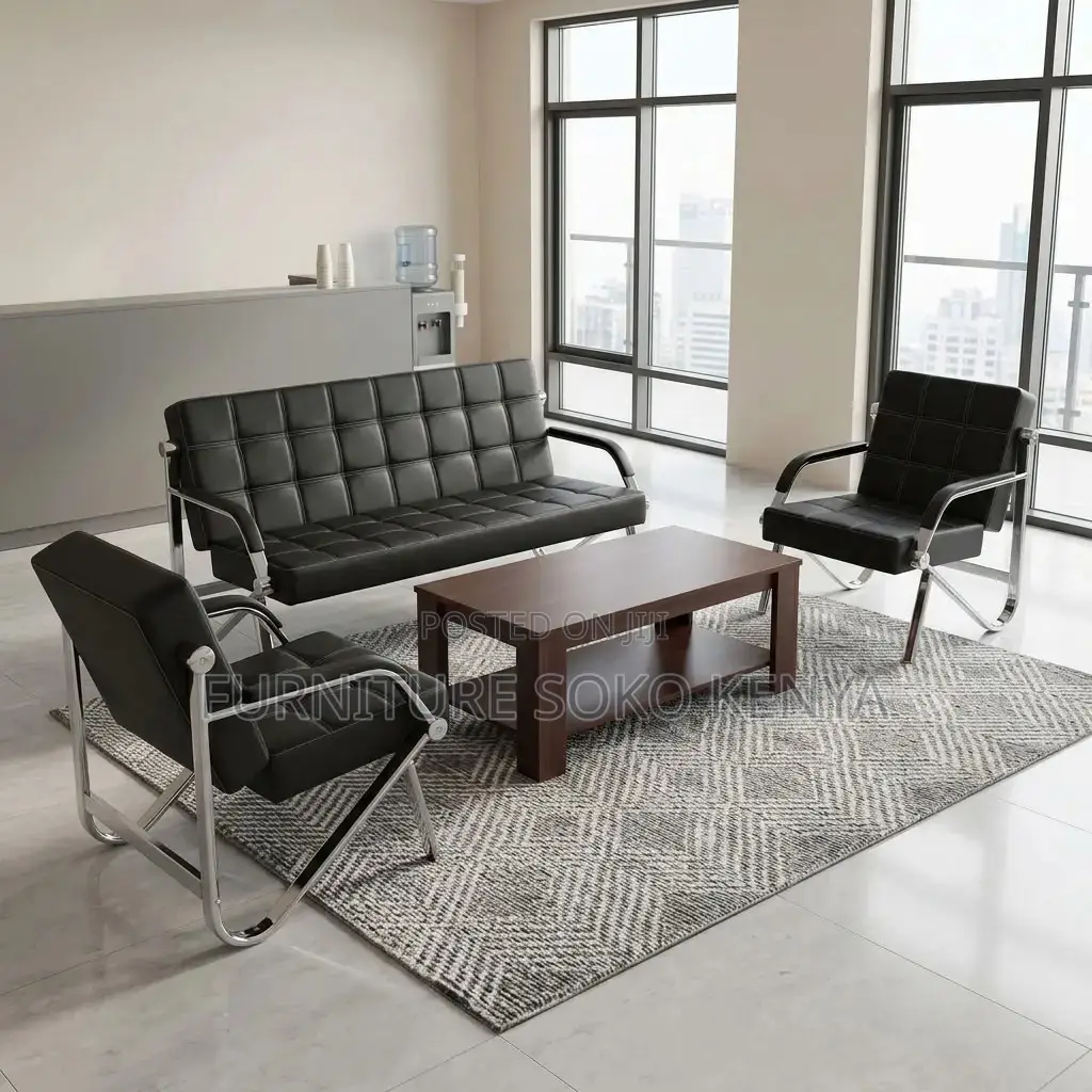 Executive Sofa Set | Five Seater Leather Office Reception Sofa Set
