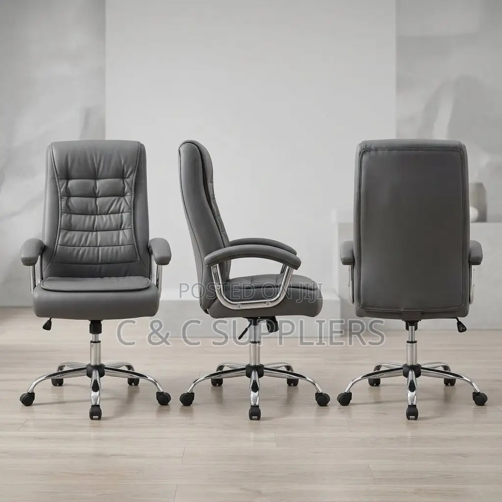Gray Leather Computer Chair.