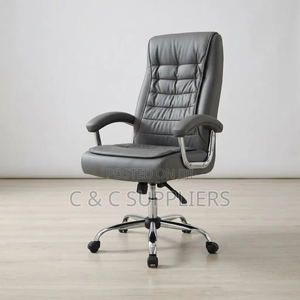 Gray Leather Computer Chair.