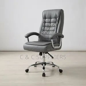 Gray Leather Computer Chair.
