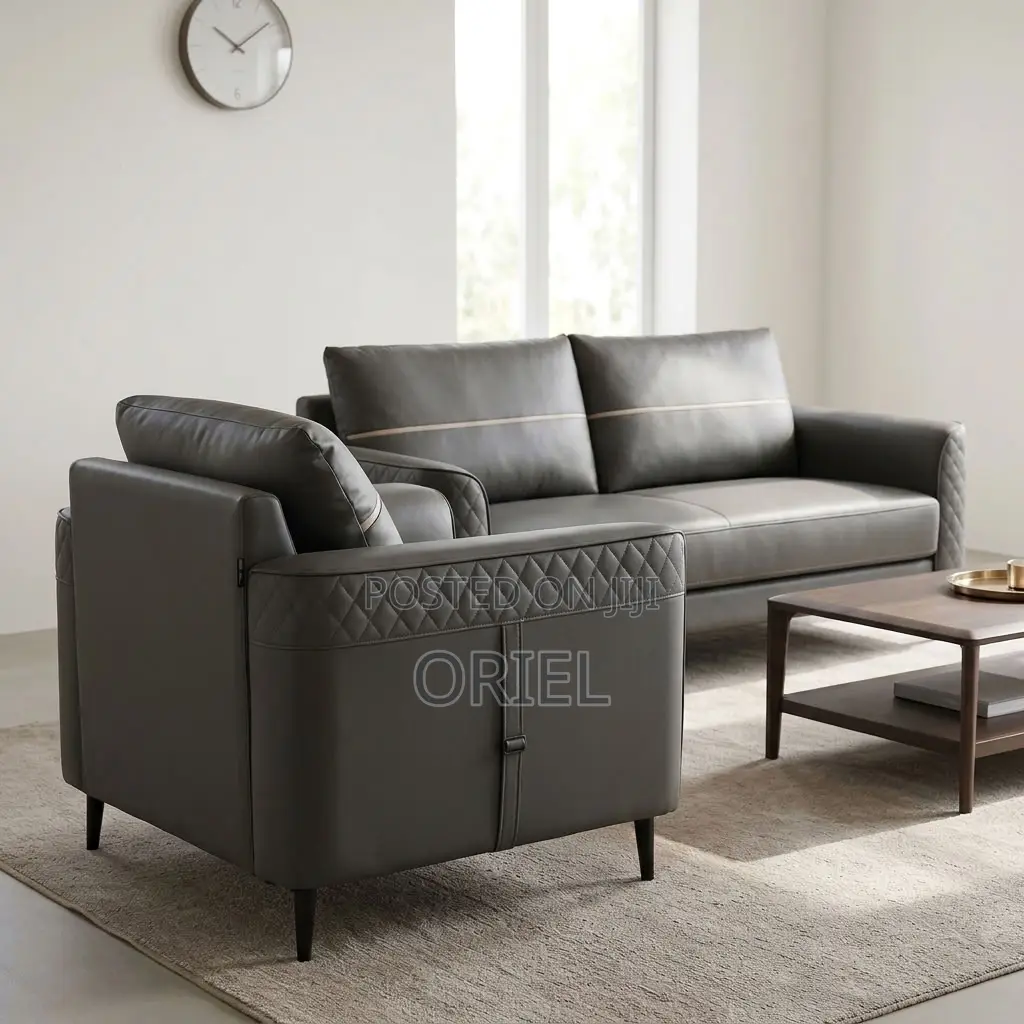 Office Sofa : Gray Leather Office Seating Sofa