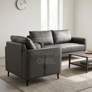 Office Sofa : Gray Leather Office Seating Sofa