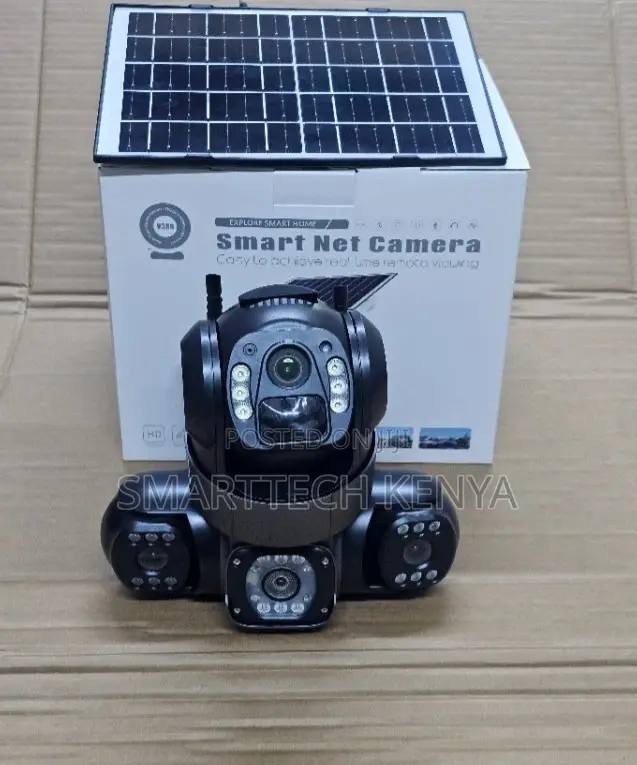 WiFi Solar CCTV Camera 3 Lens Outdoor Wireless With Solar Panel