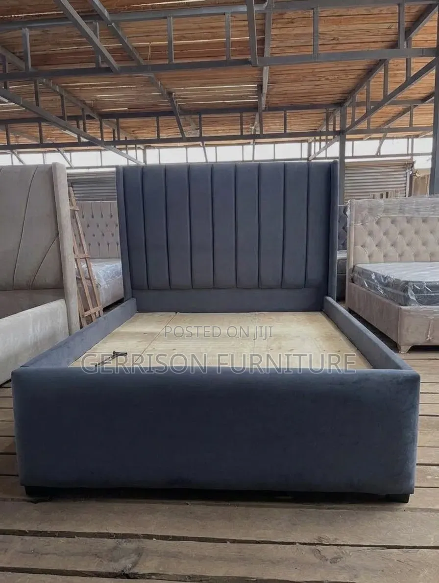 Executive Grey Channel-Tufted Velvet Bed | Custom Colors Available