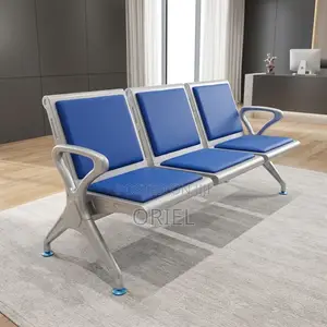 Office Bench : Blue Reception Waiting Bench With Three Seats