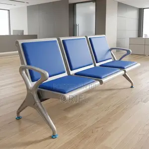 Office Bench : Blue Reception Waiting Bench With Three Seats