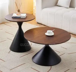 Modern Round Nesting Coffee Table With Metallic Base