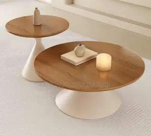 Modern Round Nesting Coffee Table With Metallic Base
