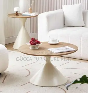Modern Round Nesting Coffee Table With Metallic Base