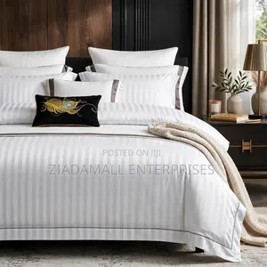 Luxury Cotton Satin Striped Duvet Cover Set 6*6 6*7 - New