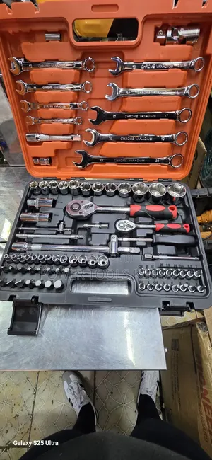 82-Piece Chrome Vanadium Mechanical and Socket Wrench Tool Set,