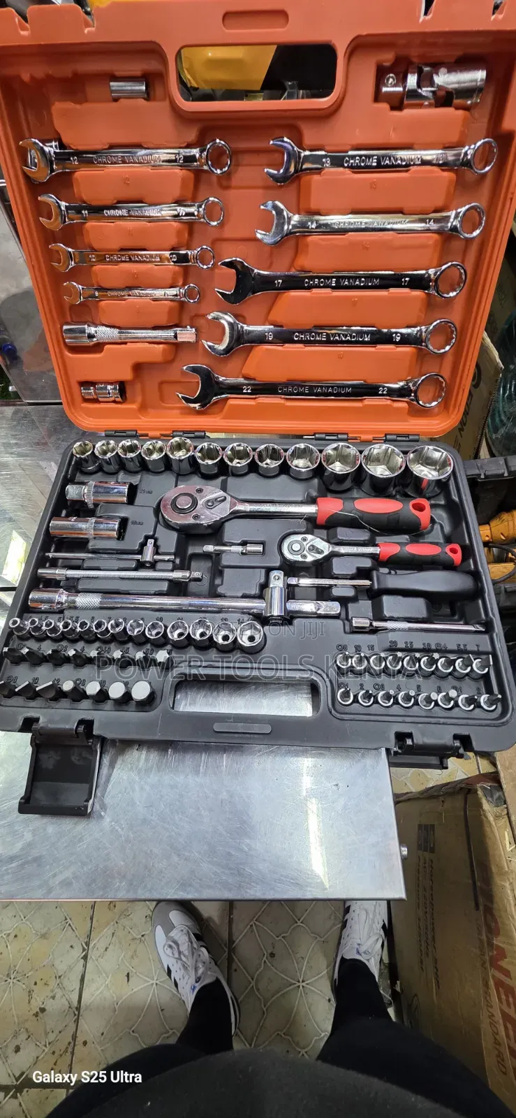 82-Piece Chrome Vanadium Mechanical and Socket Wrench Tool Set,