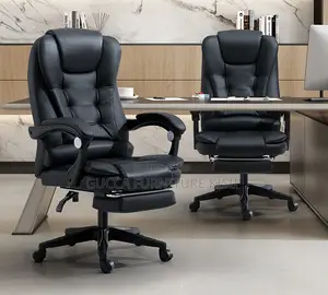 Full Back Leatherette Managerial Office Chair With Footrest