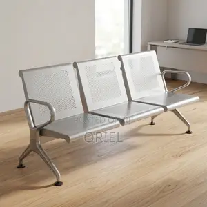 Office Bench : Steel Three-Person Reception Waiting Seat
