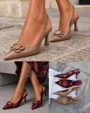 Wet Look Slingback Heels