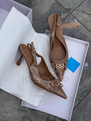 Wet Look Slingback Heels