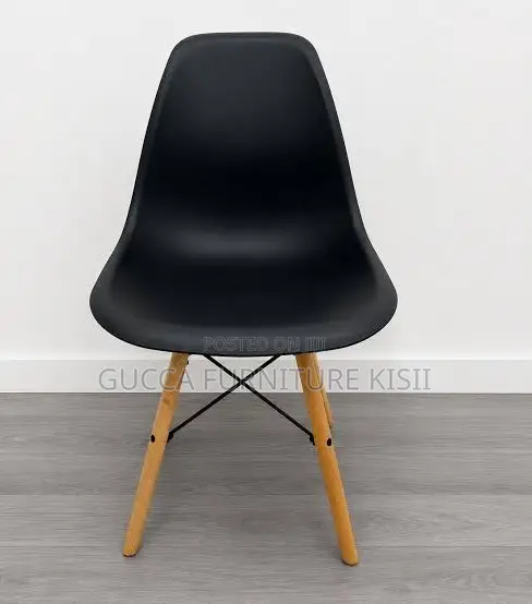 Black 4 Legged Plastic Low Back Eames Dining Chair