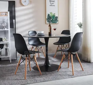 Black 4 Legged Plastic Low Back Eames Dining Chair