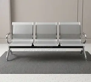 Metallic Stainless 3 Seater Linear Waiting Bench