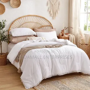 Pom-Pom Laced Duvet Cover Set White - Bohemian - New