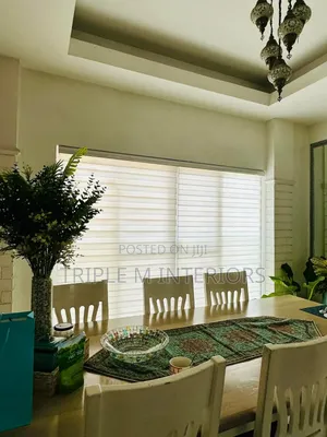 Open-Plan Living Area Horizontal Window Blinds