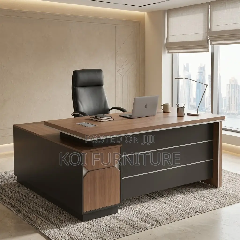 Modern Executive Desk | 160CM Brown L Extended Office Table