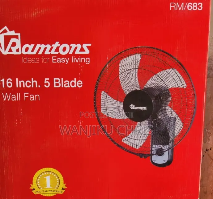 Ramtons 16" Wall Mounted Fan With 5 Blades