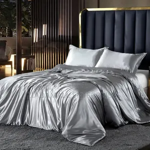 Silver Grey Satin Duvet Set - 6x7/6x6 - Luxury - New