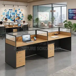 Two Users Brown | Modular Straight Workstation
